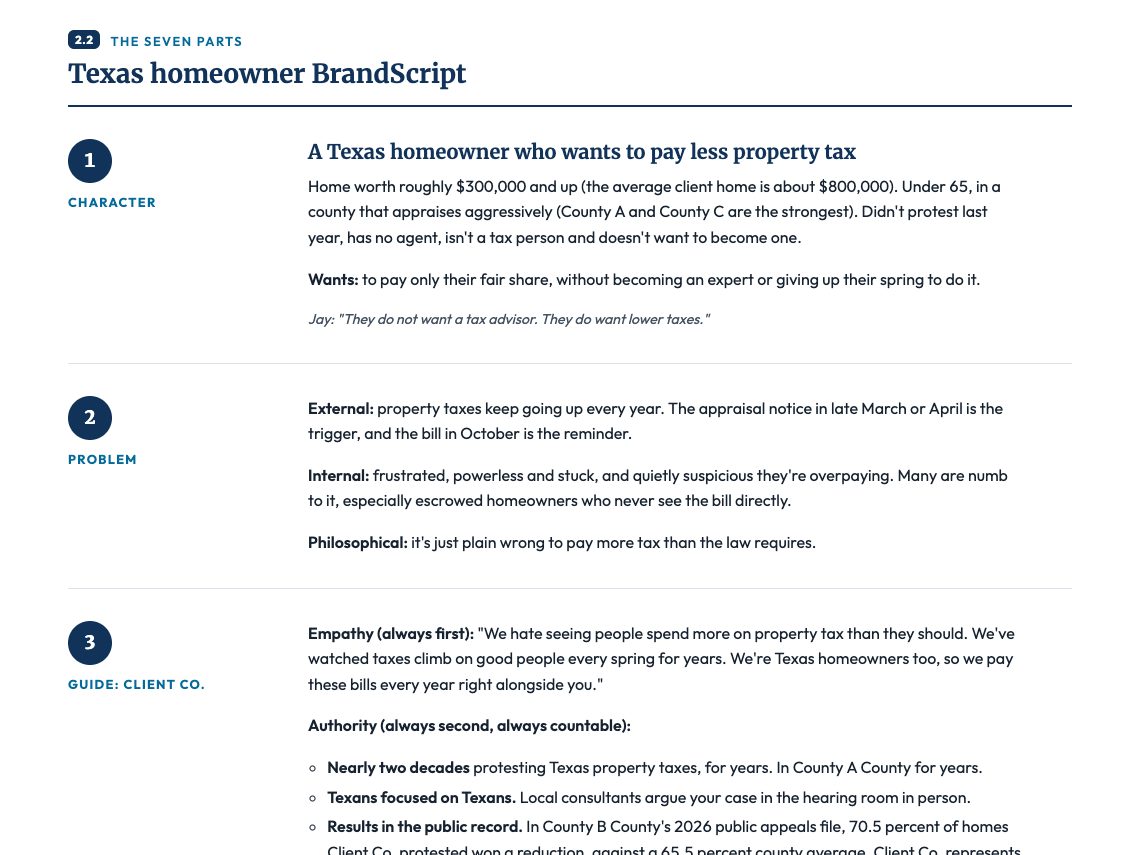 Sample BrandScript from a growth blueprint