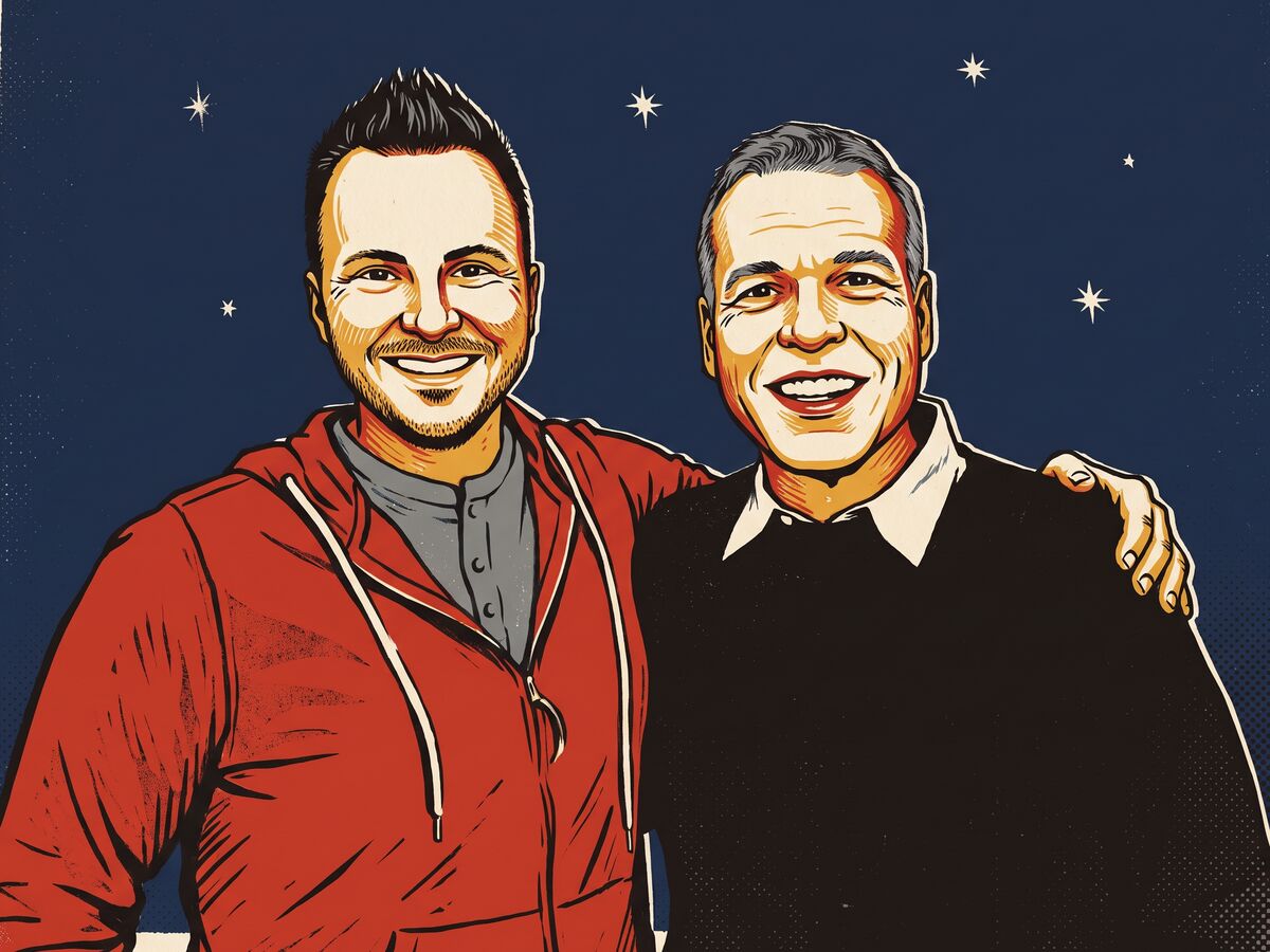 Letterpress illustration of Jay Owen with Donald Miller at a StoryBrand workshop